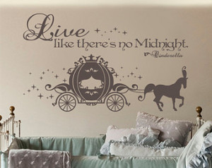 Cinderella Carriage vinyl wall art sticker with Live like there's no ...