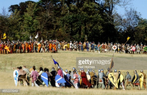 Stock Photo Battle of Hastings re enactment Norman warriors