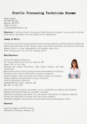 Sterile Processing Technician Resume Sample Use this FREE Sample ...