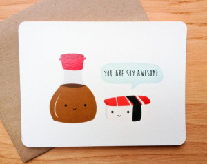 Sushi- Valentine - Pun - Funny - Card on Etsy, $4.00