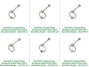 ... Surgical Steel Door Knocker Barbell Tongue Ring Body Jewelry Piercing