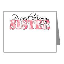 Proud Army Sister (Pink Butterfly Camo) Note Cards for