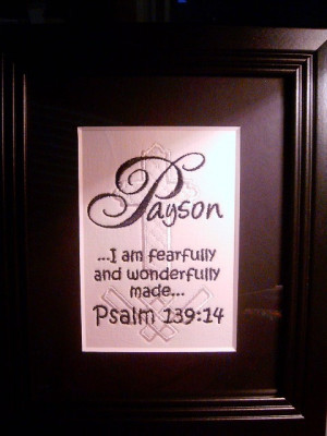 Baptism\/Dedication Gift - Embroidered Bible Verse w\/ Cross