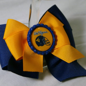 West Virginia Mountaineers Hair Bow - Blue and Gold Boutique Hair B ...
