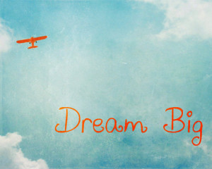 ... Inspirational Quote Boy Nursery Aviation Blue Orange Plane Flying Sky