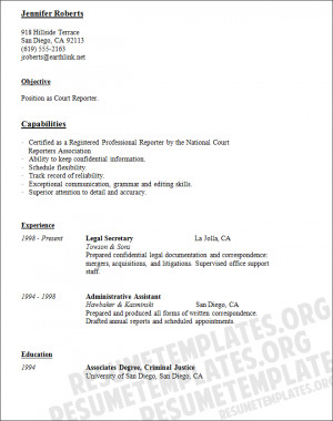 Court Reporter Resume Template