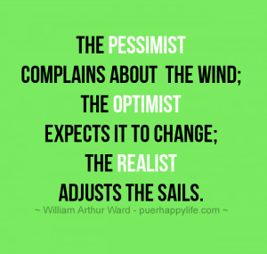 Life Quote: The pessimist complains about the wind; the optimist…