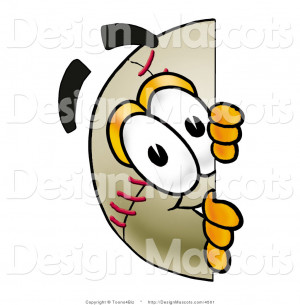 stock-vector-mascot-cartoon-of-a-baseball-mascot-peeking-around-a ...