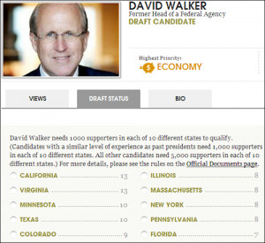 And here’s a screen capture of David Walker’s candidate page on ...