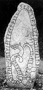Old Norse stone marker with dragon or Ouroboros