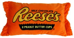 funny reeses peanut butter cup chocolate candy pillow