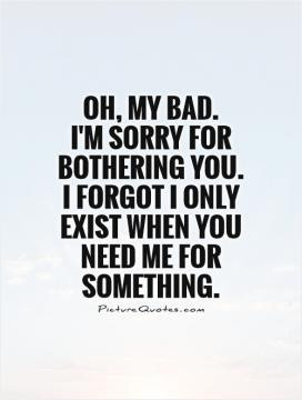 ... bothering you. I forgot I only exist when you need me for something