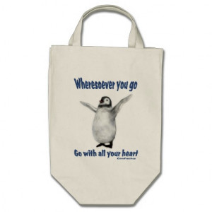 Penguin Confucius Inspirational Quote Tote Bag