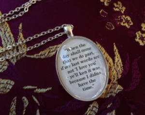 ... not I love you Book Quote Charm Oval Pendant Necklace Diana Gabaldon
