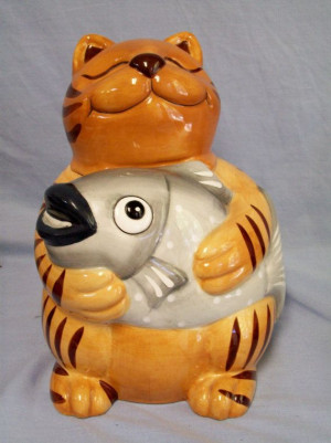 Heathcliff Cookie Jar With Fish Ceramic GKA Cat by Belfry122, $15.00 ...