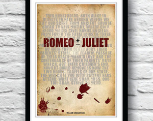 ROMEO and JULIET, Shakespeare print , Quote poster, Typography poster ...