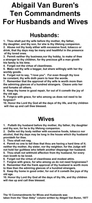 10 Commandments For Husbands and Wives By Dear Abby ::: #quotes, # ...