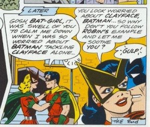 The story ends with Robin expressing his appeciation for Batgirl here: