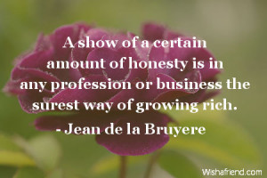 honesty-A show of a certain amount of honesty is in any profession or ...
