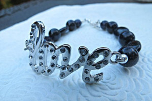 LOVE Quote Dark Blue Goldstone Inspirational Bracelet by ...