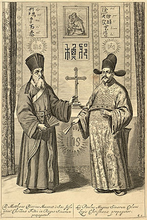 Jesuittpioneren Matteo Ricci (t.v.) med stormandarinen Paul Xu Quangqi ...