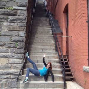 obligatory falling down the stairs pose