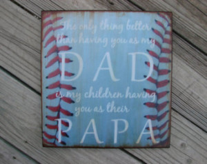 Distressed Wood DAD / PAPA Quote Wa ll Plaque Decor BASEBALL, fathers ...