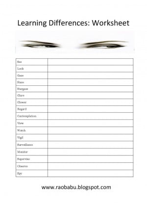 Learning Differences : Worksheet