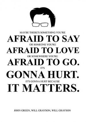 John Green Quote Poster - Maybe there's something you're afraid to say ...
