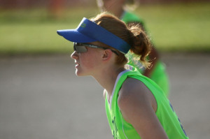 Here she is all intense on first base. I used to play first base back ...