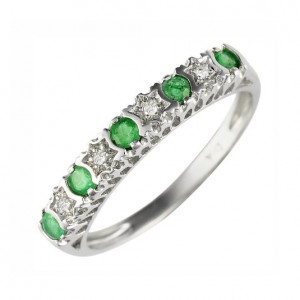 Ivy Gems 9ct White Gold Emerald and Diamond Stars Half Eternity Ring