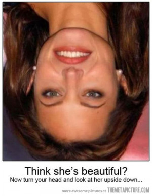 Funny photos funny Angelina Jolie face upside down