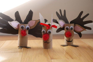 Reindeer crafts made with toilet paper rolls. source
