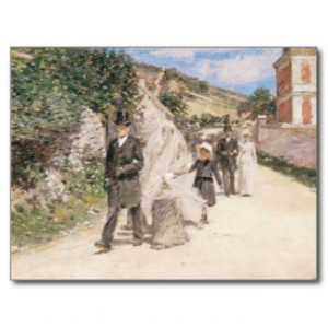 The Wedding March by Theodore Robinson, Newlyweds Postcard