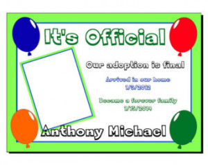 Green Adoption Announcement with Ba lloons, Custom Adoption ...