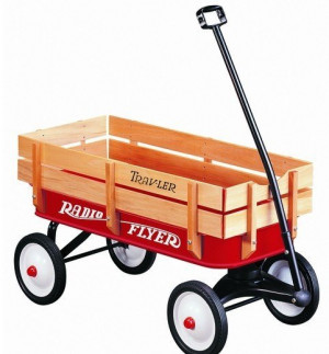 Radio Flyer # 22 Trav - ler madera de color rojo y kid acero Wagon