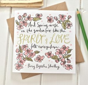 Literary Quote Spring Flowers Greetings Card