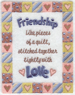 This design features a heartfelt message with a quilt frame.