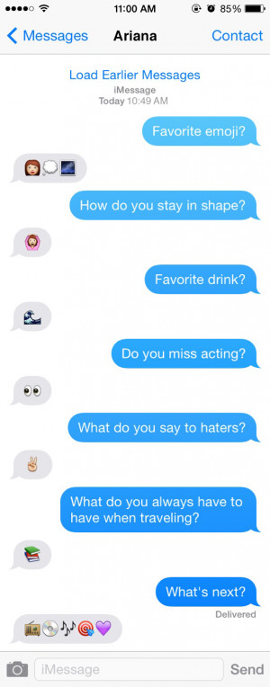 Ariana Shares the Latest with Only Emojis