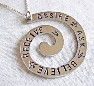 spiral quote necklace, custom necklace, inspirational necklace.