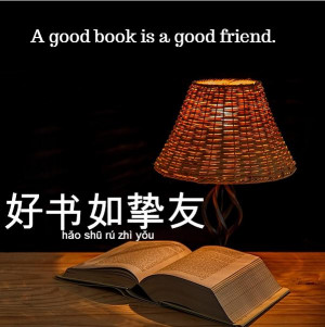 Chinese quote: A good book is a good friend