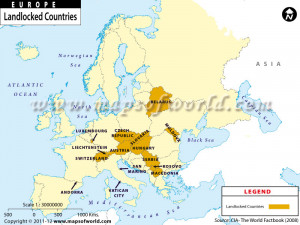 Landlocked countries of Europe: Is it a Disadvantage? (Thematic Map)