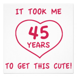 Funny 45th Birthday Gifts (Heart) Announcements