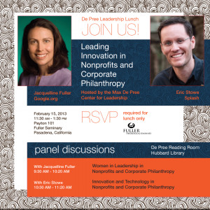 Invitation to attend the De Pree Leadership Lunch and Morning Panels ...