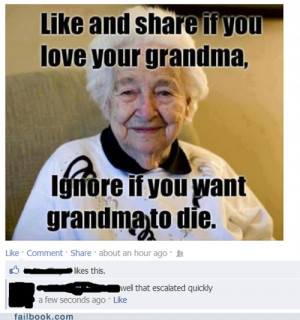 funny facebook status like if you love your grandma ignore if you want ...