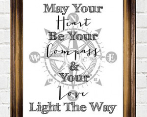 , Nautical Quote, Chalkboard Wall Art, Heart Be Your Compass Love ...