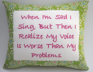 ... quote pink and green pillow singing quote sad quote $ 20 00 via etsy