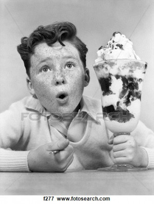 ... Funny Expression Looking At Giant Sized Ice Cream Sundae Parfait View