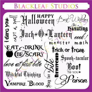 Digital Stamps /Halloween Words Sentiments