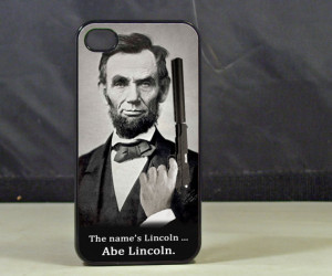 Funny Abraham Lincoln as James Bond Parody iPhone 4 / 4S Case Cover